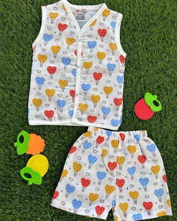 White Air Baby Muslin Sleeveless Set