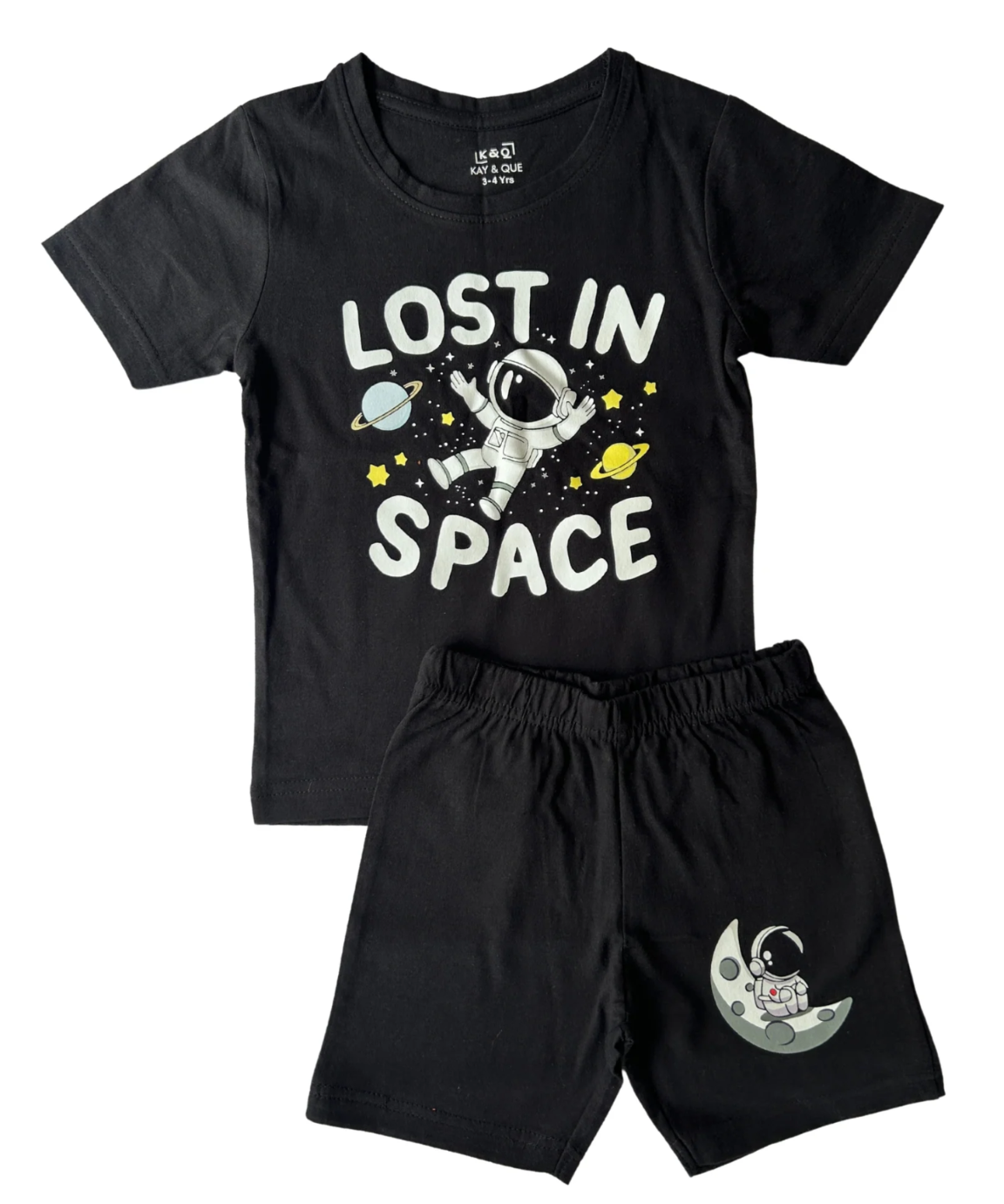 Black Lost in Space Kids Cotton Coord Set